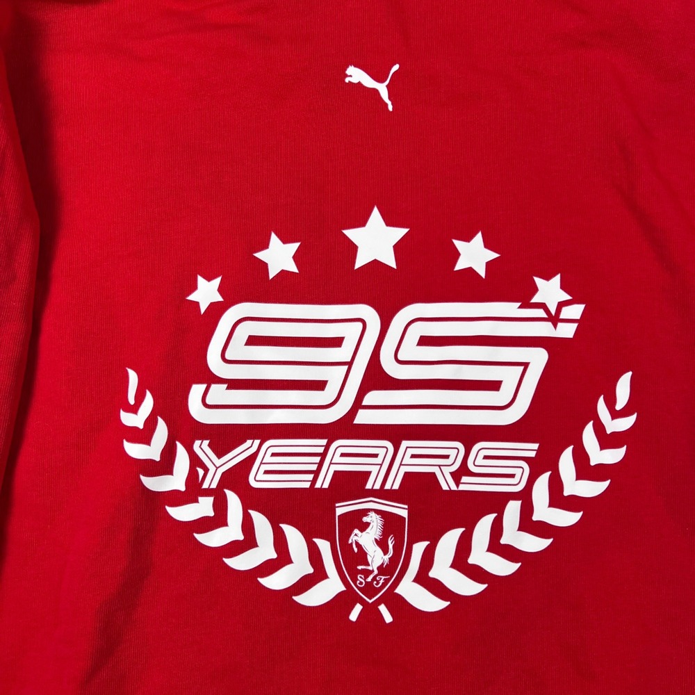 Puma Ferrari Hoodie Mens L Red 95 Years Racing Sponsors Graphic Sweatshirt - Picture 6 of 11